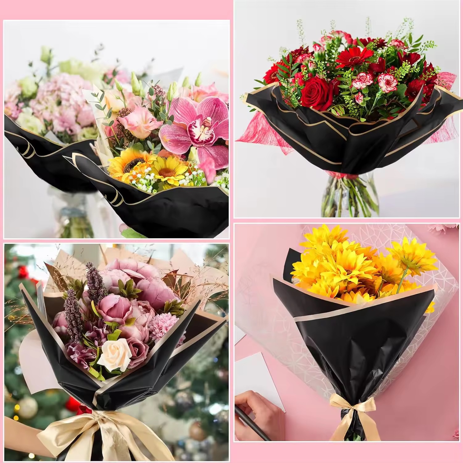 Second image of Bouquet sheet Black and gold border ( 20 sheet )